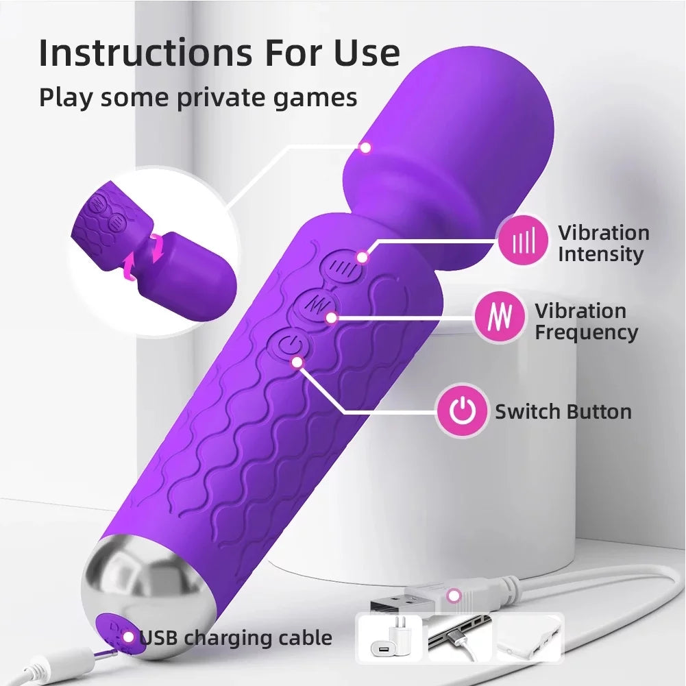 Vibrating Massager with 8 Speeds 20 Settings