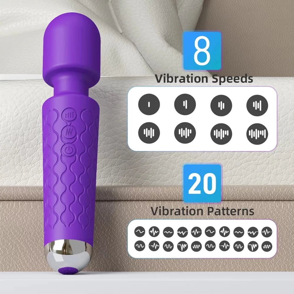 Vibrating Massager with 8 Speeds 20 Settings