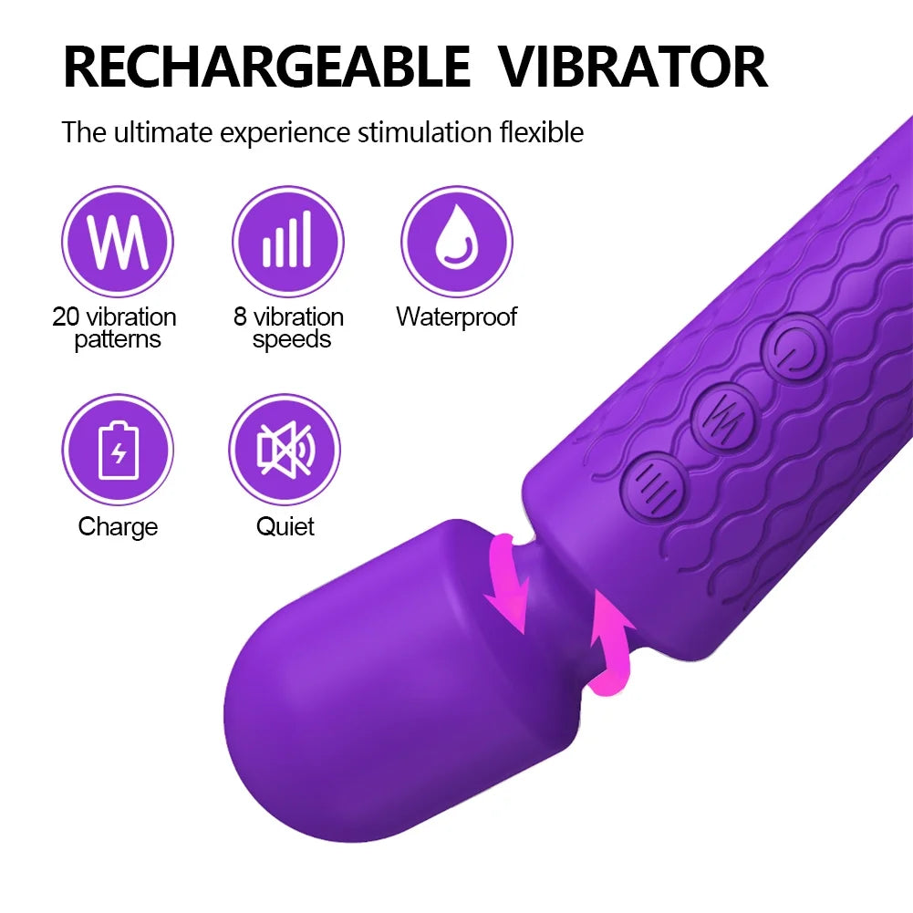 Vibrating Massager with 8 Speeds 20 Settings
