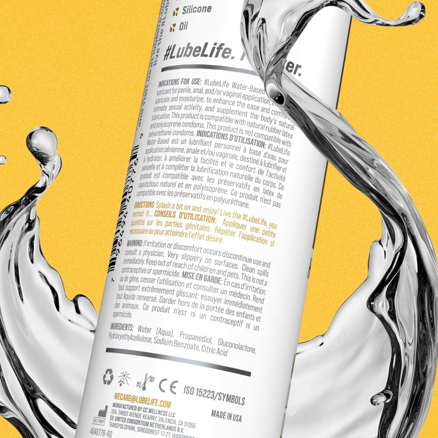 Water-Based Personal Lubricant, Lube for Men, Women and Couples, Non-Staining, 8 Fl Oz