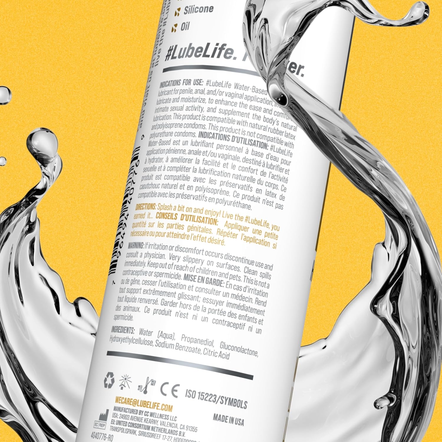 Water-Based Personal Lubricant, Lube for Men, Women and Couples, Non-Staining, 8 Fl Oz